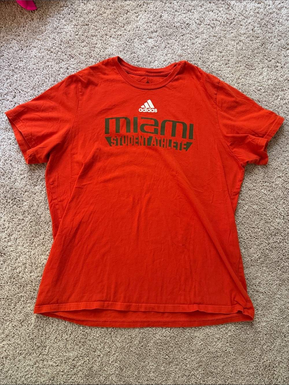adidas Red Miami Student Athletes Short Sleeve Tee